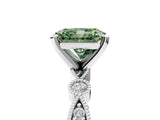 White gold Fancy Green Radiant  Milgrain Bezel Diamond Engagement Ring with Solitaire Prong Setting_186