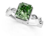 White gold Fancy Green Radiant  Milgrain Marquise Diamond Twist Band Ring_62