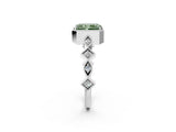 White gold Fancy Green Radiant  Milgrain Marquise Diamond Twist Band Ring_63