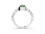 White gold Fancy Green Radiant  Milgrain Marquise Diamond Twist Band Ring_64
