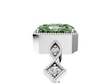 White gold Fancy Green Radiant  Milgrain Marquise Diamond Twist Band Ring_67