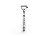 White gold Fancy Green Radiant  Milgrain Pave Diamond Engagement Ring with Four-Prong Setting_148