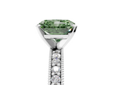 White gold Fancy Green Radiant  Milgrain Pave Diamond Engagement Ring with Four-Prong Setting_151
