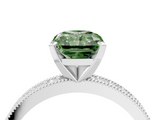 White gold Fancy Green Radiant  Milgrain Pave Diamond Engagement Ring with Four-Prong Setting_155