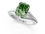 White gold Fancy Green Radiant  Solitaire Beaded Band Six-Prong Setting_1
