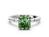 White gold Fancy Green Radiant  Solitaire Beaded Band with Four-Prong Setting_24