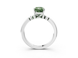 White gold Fancy Green Radiant  Solitaire Beaded Band with Four-Prong Setting_28