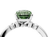 White gold Fancy Green Radiant  Solitaire Beaded Band with Four-Prong Setting_29