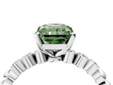 White gold Fancy Green Radiant  Solitaire Bezel Accent Diamond Engagement Ring with Beaded Band and Four-Prong Setting_42