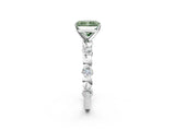 White gold Fancy Green Radiant  Solitaire Bezel-Set Diamond Ring with Beaded Band and Four-Prong Setting_170
