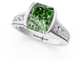 White gold Fancy Green Radiant  Solitaire Bezel-Set Diamond Ring with Channel-Set Band_38