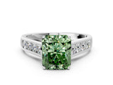White gold Fancy Green Radiant  Solitaire Channel-Set Diamond Engagement Ring with Four-Prong Setting_56