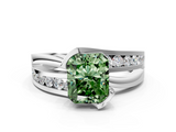 White gold Fancy Green Radiant  Solitaire Channel-Set Split Shank Ring with Tension Prong Setting_3