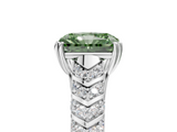 White gold Fancy Green Radiant  Solitaire Chevron Pave Diamond Engagement Ring with Six-Prong Setting_8
