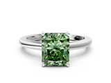 White gold Fancy Green Radiant  Solitaire Diamond Engagement Ring with Four-Prong Setting on a Classic Band_3