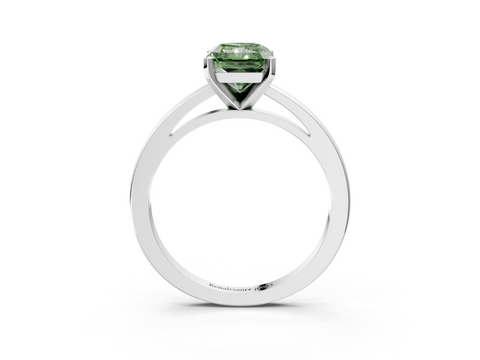 White gold Fancy Green Radiant  Solitaire Diamond Engagement Ring with Four-Prong Setting on a Classic Band_6