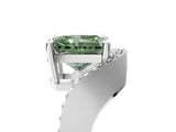 White gold Fancy Green Radiant  Solitaire Diamond Engagement Ring with Pave Band and Four-Prong Setting 5