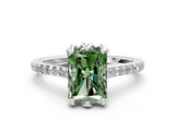 White gold Fancy Green Radiant  Solitaire Diamond Engagement Ring with Pave Band and Six-Prong Setting_37