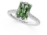 White gold Fancy Green Radiant  Solitaire Diamond Engagement Ring with Pave Band and Six-Prong Setting_38