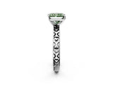White gold Fancy Green Radiant  Solitaire Diamond Engagement Ring with XO Engraved Band and Four-Prong Setting 3