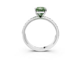 White gold Fancy Green Radiant  Solitaire Diamond Engagement Ring with XO Engraved Band and Four-Prong Setting 4