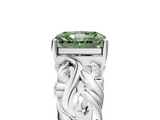 White gold Fancy Green Radiant  Solitaire Diamond Leaf Vine Band with Prong Setting_33