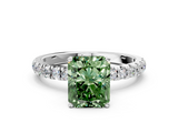 White gold Fancy Green Radiant  Solitaire Diamond Pavé Band with Four-Prong Setting_28