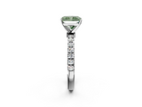 White gold Fancy Green Radiant  Solitaire Diamond Pavé Band with Four-Prong Setting_30