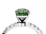 White gold Fancy Green Radiant  Solitaire Diamond Pavé Band with Four-Prong Setting_32