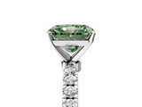 White gold Fancy Green Radiant  Solitaire Diamond Pavé Band with Four-Prong Setting_33