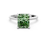 White gold Fancy Green Radiant  Solitaire Diamond Ring with 4-Prong Setting on a Classic Band_3