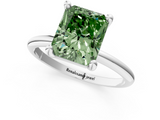 White gold Fancy Green Radiant  Solitaire Diamond Ring with 4-Prong Setting on a Classic Band_4
