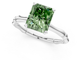 White gold Fancy Green Radiant  Solitaire Diamond Ring with Bamboo Band and Four-Prong Setting_21