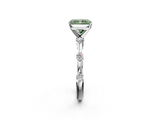 White gold Fancy Green Radiant  Solitaire Diamond Ring with Bezel Set Side Stones and Prong Setting_5