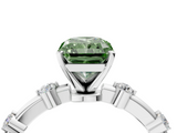 White gold Fancy Green Radiant  Solitaire Diamond Ring with Bezel Set Side Stones and Prong Setting_7