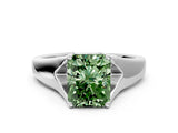 White gold Fancy Green Radiant  Solitaire Diamond Ring with Cathedral Band and Four-Prong Setting_66