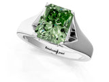 White gold Fancy Green Radiant  Solitaire Diamond Ring with Cathedral Band and Four-Prong Setting_67