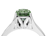 White gold Fancy Green Radiant  Solitaire Diamond Ring with Cathedral Band and Four-Prong Setting_70