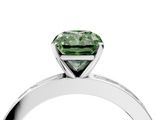 White gold Fancy Green Radiant  Solitaire Diamond Ring with Channel-Set Baguette Band and Four-Prong Setting_100