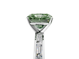 White gold Fancy Green Radiant  Solitaire Diamond Ring with Channel-Set Baguette Band and Four-Prong Setting_101