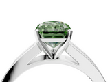 White gold Fancy Green Radiant  Solitaire Diamond Ring with Channel-Set Band and Four-Prong Setting_7