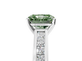 White gold Fancy Green Radiant  Solitaire Diamond Ring with Channel-Set Band and Four-Prong Setting_8