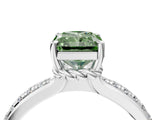 White gold Fancy Green Radiant  Solitaire Diamond Ring with Channel Set Band and Six-Prong Setting_52