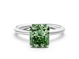 White gold Fancy Green Radiant  Solitaire Diamond Ring with Four-Prong Setting on a Plain Band_32