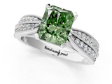 White gold Fancy Green Radiant  Solitaire Diamond Ring with Milgrain Pavé Band and Four-Prong Setting_32
