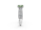 White gold Fancy Green Radiant  Solitaire Diamond Ring with Milgrain Pavé Band and Four-Prong Setting_34