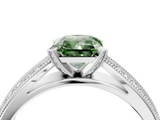 White gold Fancy Green Radiant  Solitaire Diamond Ring with Milgrain Pavé Band and Four-Prong Setting_35