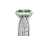 White gold Fancy Green Radiant  Solitaire Diamond Ring with Milgrain Pavé Band and Four-Prong Setting_37