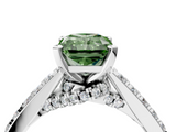 White gold Fancy Green Radiant  Solitaire Diamond Ring with Pavé Band and Four-Prong Setting_110