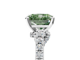 White gold Fancy Green Radiant  Solitaire Diamond Ring with Pavé Band and Four-Prong Setting_111
